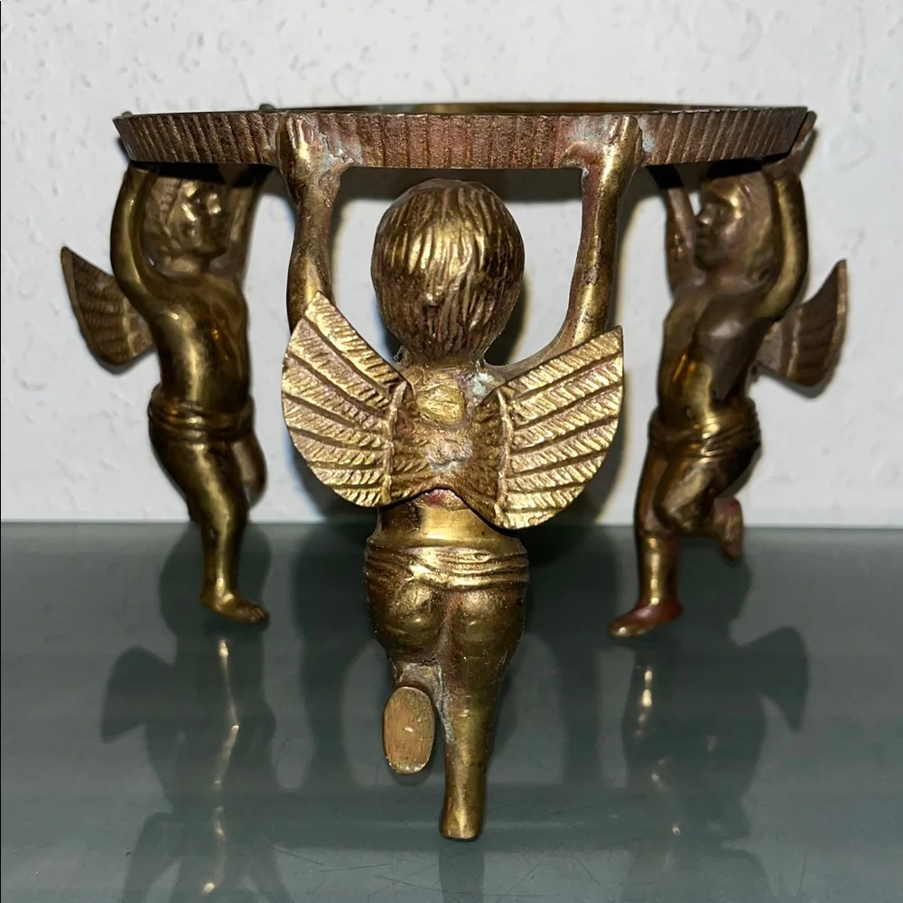 Vintage brass Cherub base/candle holder